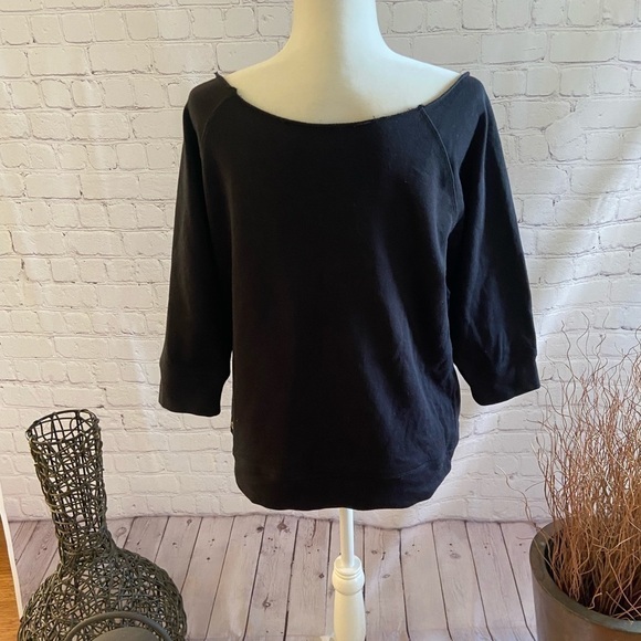 𝅺FABLETICS Rolled Neck Graphic Black Fleece Sweatshirt L - Picture 2 of 3